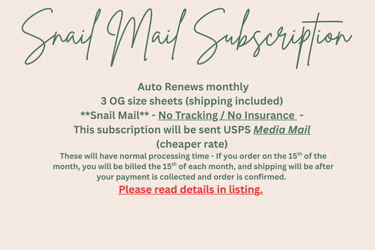 Snail Mail Subscription- Purchase this on its own... (Read Description-USA Only)
